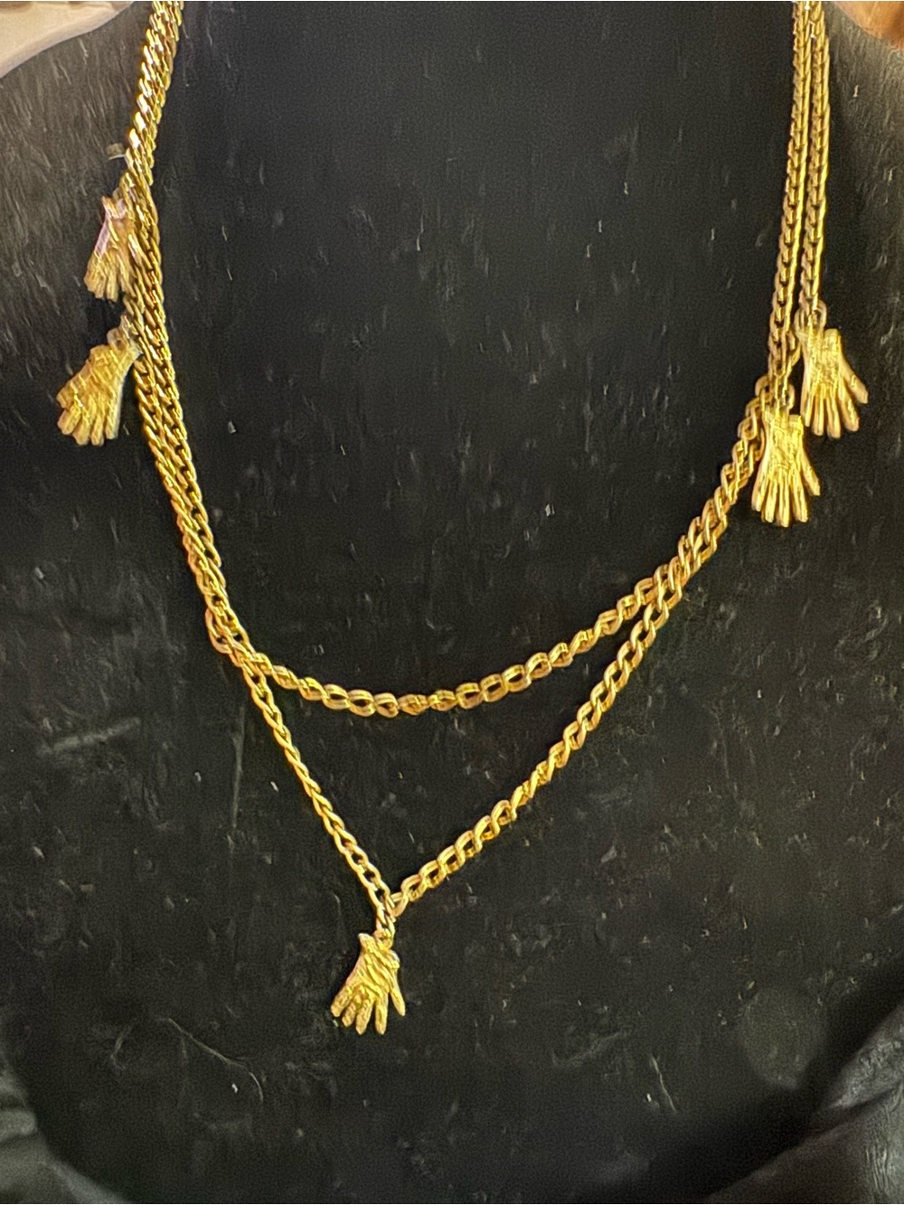 Gold Multi-Layer Hand Charm Necklace - Women Jewelry